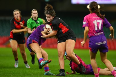 061225 - Cardiff Quins v Gwylliad Meirionnydd - WRU Girls U18 Hub Final - Cardiff Quins (Pink) take on Gwylliad Meirionnydd