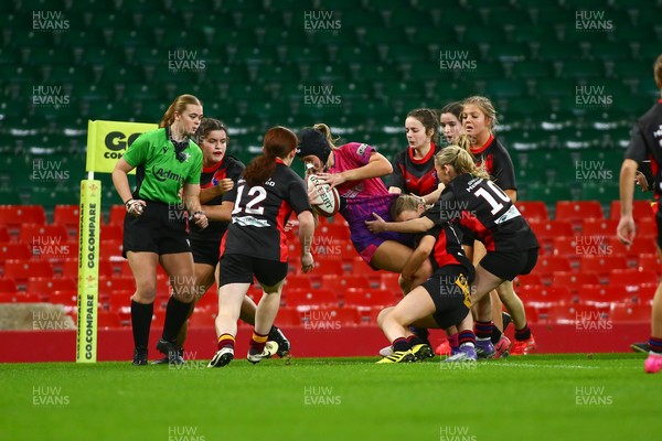 061225 - Cardiff Quins v Gwylliad Meirionnydd - WRU Girls U18 Hub Final - Cardiff Quins (Pink) take on Gwylliad Meirionnydd