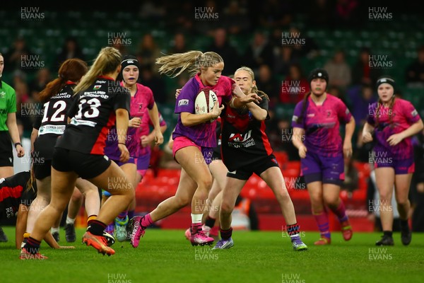 061225 - Cardiff Quins v Gwylliad Meirionnydd - WRU Girls U18 Hub Final - Cardiff Quins (Pink) take on Gwylliad Meirionnydd