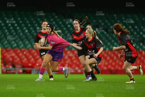 061225 - Cardiff Quins v Gwylliad Meirionnydd - WRU Girls U18 Hub Final - Cardiff Quins (Pink) take on Gwylliad Meirionnydd