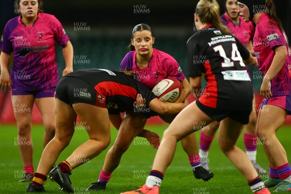 061225 - Cardiff Quins v Gwylliad Meirionnydd - WRU Girls U18 Hub Final - Cardiff Quins (Pink) take on Gwylliad Meirionnydd