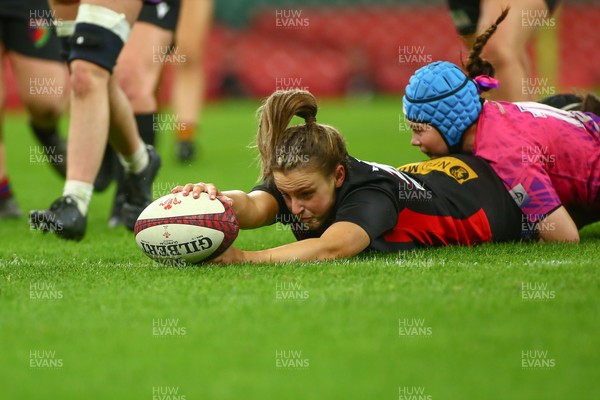 061225 - Cardiff Quins v Gwylliad Meirionnydd - WRU Girls U18 Hub Final - Cardiff Quins (Pink) take on Gwylliad Meirionnydd