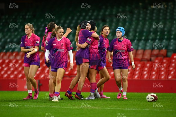 061225 - Cardiff Quins v Gwylliad Meirionnydd - WRU Girls U18 Hub Final - Cardiff Quins (Pink) take on Gwylliad Meirionnydd