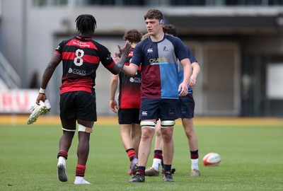 050525 - Cardiff Quins v Llanishen - U18 Bowl Final - Boys U18s Finals Day - Players shake hands at full time