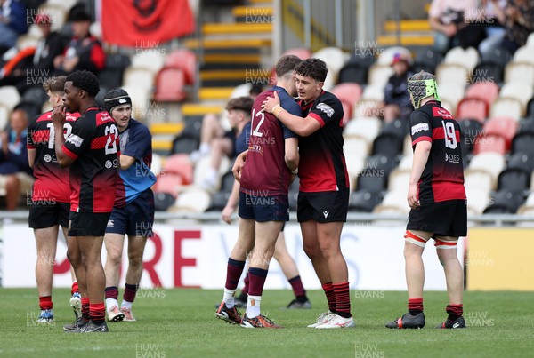 050525 - Cardiff Quins v Llanishen - U18 Bowl Final - Boys U18s Finals Day - Players shake hands at full time