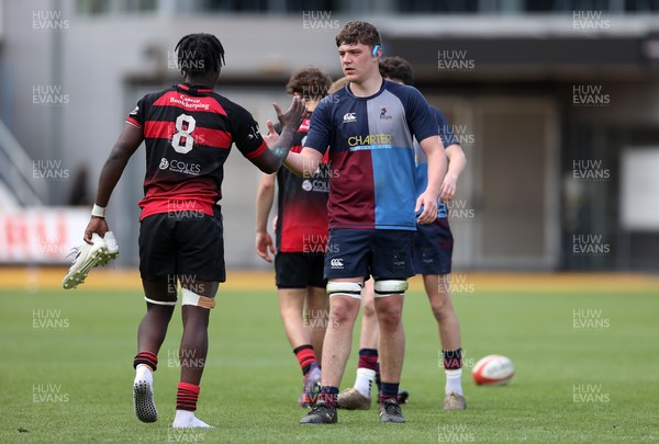 050525 - Cardiff Quins v Llanishen - U18 Bowl Final - Boys U18s Finals Day - Players shake hands at full time