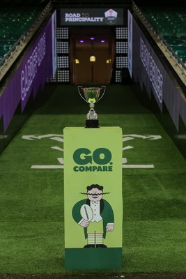 061225 - Cardiff Quins v Nelson Belles - WRU Girls U16 Hub Final - The trophy awaits the winning team