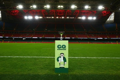 061225 - Cardiff Quins v Nelson Belles - WRU Girls U16 Hub Final - The trophy awaits the winning team