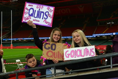 061225 - Cardiff Quins v Nelson Belles - WRU Girls U16 Hub Final - Supporters prepare for the game