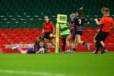 061225 - Cardiff Quins v Nelson Belles - WRU Girls U16 Hub Final - Cardiff Quins (Pink) take on Nelson Belles (Black) 