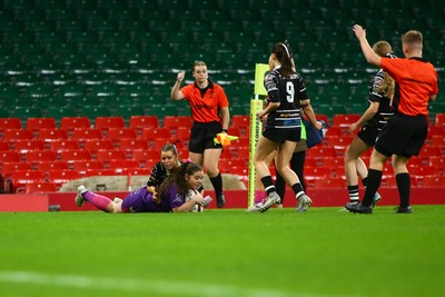 061225 - Cardiff Quins v Nelson Belles - WRU Girls U16 Hub Final - Cardiff Quins (Pink) take on Nelson Belles (Black) 