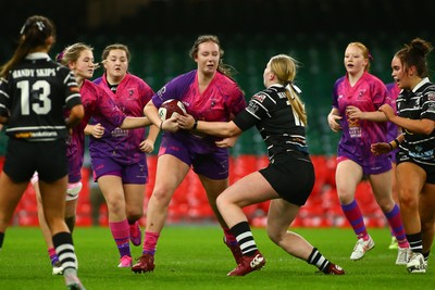 061225 - Cardiff Quins v Nelson Belles - WRU Girls U16 Hub Final - Cardiff Quins (Pink) take on Nelson Belles (Black) 