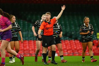 061225 - Cardiff Quins v Nelson Belles - WRU Girls U16 Hub Final - Cardiff Quins (Pink) take on Nelson Belles (Black) 