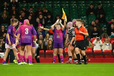 061225 - Cardiff Quins v Nelson Belles - WRU Girls U16 Hub Final - Cardiff Quins (Pink) take on Nelson Belles (Black) 
