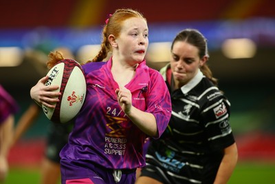 061225 - Cardiff Quins v Nelson Belles - WRU Girls U16 Hub Final - Cardiff Quins (Pink) take on Nelson Belles (Black) 