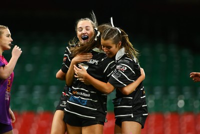 061225 - Cardiff Quins v Nelson Belles - WRU Girls U16 Hub Final - Cardiff Quins (Pink) take on Nelson Belles (Black) 
