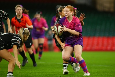 061225 - Cardiff Quins v Nelson Belles - WRU Girls U16 Hub Final - Cardiff Quins (Pink) take on Nelson Belles (Black) 