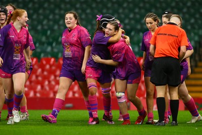 061225 - Cardiff Quins v Nelson Belles - WRU Girls U16 Hub Final - Cardiff Quins (Pink) take on Nelson Belles (Black) 