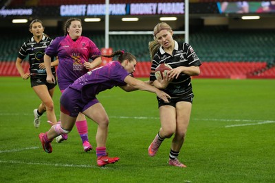 061225 - Cardiff Quins v Nelson Belles - WRU Girls U16 Hub Final - Cardiff Quins (Pink) take on Nelson Belles (Black) 