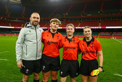 061225 - Cardiff Quins v Nelson Belles - WRU Girls U16 Hub Final - The Road to The Principality Match Day officials (L-R) Steve Hull Ben Kirby Harri Winston and Niamh Cocoron