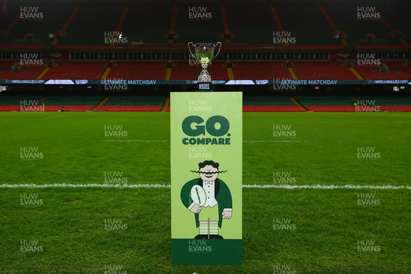 061225 - Cardiff Quins v Nelson Belles - WRU Girls U16 Hub Final - The trophy awaits the winning team