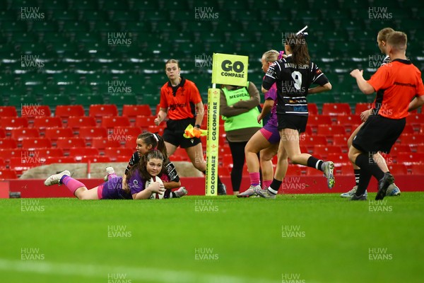 061225 - Cardiff Quins v Nelson Belles - WRU Girls U16 Hub Final - Cardiff Quins (Pink) take on Nelson Belles (Black) 