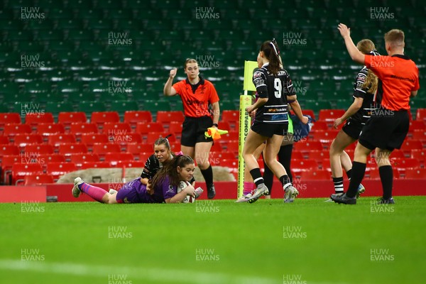 061225 - Cardiff Quins v Nelson Belles - WRU Girls U16 Hub Final - Cardiff Quins (Pink) take on Nelson Belles (Black) 