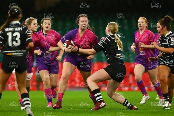 061225 - Cardiff Quins v Nelson Belles - WRU Girls U16 Hub Final - Cardiff Quins (Pink) take on Nelson Belles (Black) 