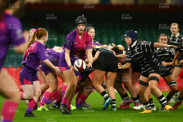 061225 - Cardiff Quins v Nelson Belles - WRU Girls U16 Hub Final - Cardiff Quins (Pink) take on Nelson Belles (Black) 