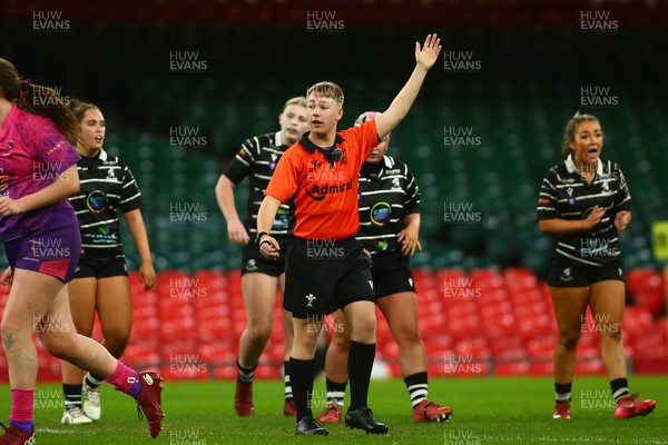 061225 - Cardiff Quins v Nelson Belles - WRU Girls U16 Hub Final - Cardiff Quins (Pink) take on Nelson Belles (Black) 