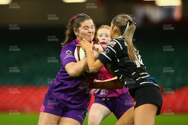 061225 - Cardiff Quins v Nelson Belles - WRU Girls U16 Hub Final - Cardiff Quins (Pink) take on Nelson Belles (Black) 