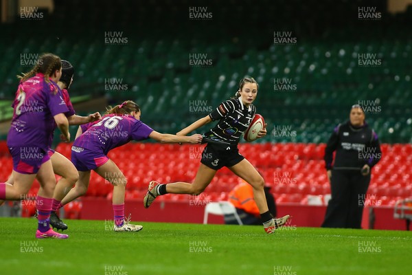 061225 - Cardiff Quins v Nelson Belles - WRU Girls U16 Hub Final - Cardiff Quins (Pink) take on Nelson Belles (Black) 
