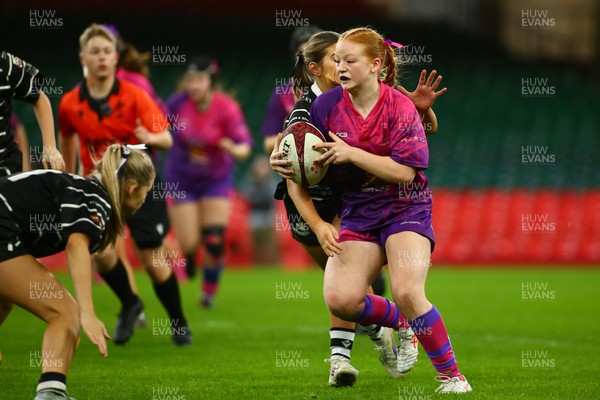 061225 - Cardiff Quins v Nelson Belles - WRU Girls U16 Hub Final - Cardiff Quins (Pink) take on Nelson Belles (Black) 
