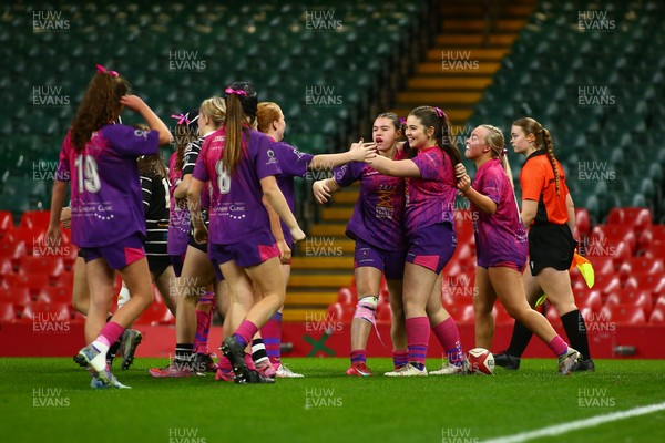 061225 - Cardiff Quins v Nelson Belles - WRU Girls U16 Hub Final - Cardiff Quins (Pink) take on Nelson Belles (Black) 