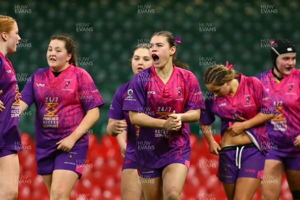 061225 - Cardiff Quins v Nelson Belles - WRU Girls U16 Hub Final - Cardiff Quins (Pink) take on Nelson Belles (Black) 