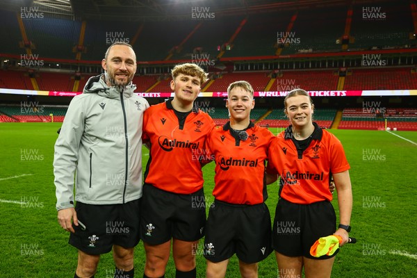 061225 - Cardiff Quins v Nelson Belles - WRU Girls U16 Hub Final - The Road to The Principality Match Day officials (L-R) Steve Hull Ben Kirby Harri Winston and Niamh Cocoron