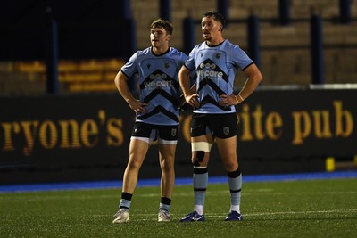 180925 - Cardiff RFC v Carmarthen Quins - Super Rygbi Cymru - Rhys Cummings and Joe Goodchild of Cardiff