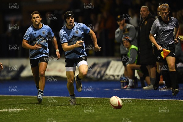 180925 - Cardiff RFC v Carmarthen Quins - Super Rygbi Cymru - Rhys Cummings of Cardiff chases down the ball