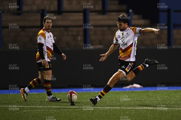 180925 - Cardiff RFC v Carmarthen Quins - Super Rygbi Cymru - Elis Price of Carmarthen kicks the conversion