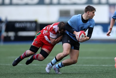 011125 - Cardiff RFC v Llandovery RFC - Super Rygbi Cymru - Steffan Emanuel of Cardiff is tackled by Adam Warren of Llandovery 
