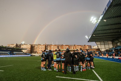 011125 - Cardiff RFC v Llandovery RFC - Super Rygbi Cymru - General View of the Cardiff Arms Park as a rainbow shines over the ground during Cardiffs post match team huddle