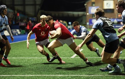 160126 - Cardiff RFC v Wales U20, Friendly match - Jack Woods of Wales is tackled just short of the line