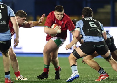 160126 - Cardiff RFC v Wales U20, Friendly match - Dylan James of Wales charges forward