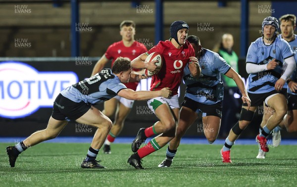 160126 - Cardiff RFC v Wales U20, Friendly match - Dylan Scott of Wales charges for the line