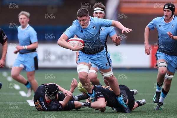290123 - Cardiff Rugby 18s v RGC U18s Under 18s, WRU Regional Age Grade Championship - Evan Rees of Cardiff on the charge