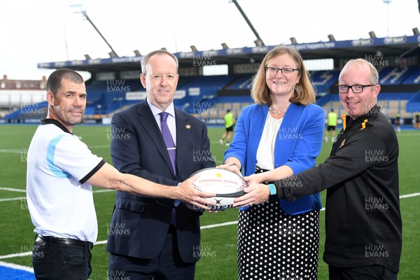160921 - Cardiff Rugby and Cathedral School Partnership - Gruff Rees, Robert Leek, Clare Sherwood Cathedral School Head and Mark Barrington