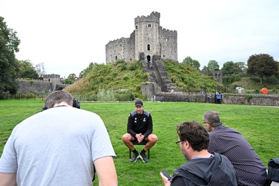 290926 - Cardiff Rugby Press Conference - Picture shows Cardiff Rugby head coach, Corniel Van Zyl outside Cardiff Castle in Cardiff, Wales during a press conference ahead of his sides URC match against Zebre