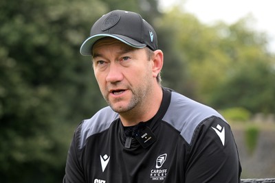 290926 - Cardiff Rugby Press Conference - Picture shows Cardiff Rugby head coach, Corniel Van Zyl outside Cardiff Castle in Cardiff, Wales during a press conference ahead of his sides URC match against Zebre