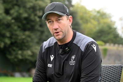 290926 - Cardiff Rugby Press Conference - Picture shows Cardiff Rugby head coach, Corniel Van Zyl outside Cardiff Castle in Cardiff, Wales during a press conference ahead of his sides URC match against Zebre