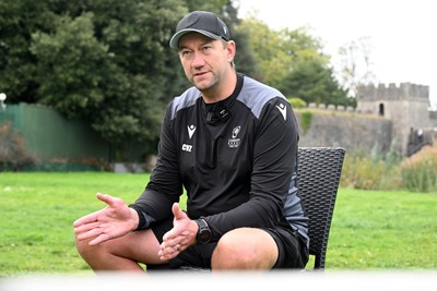 290926 - Cardiff Rugby Press Conference - Picture shows Cardiff Rugby head coach, Corniel Van Zyl outside Cardiff Castle in Cardiff, Wales during a press conference ahead of his sides URC match against Zebre